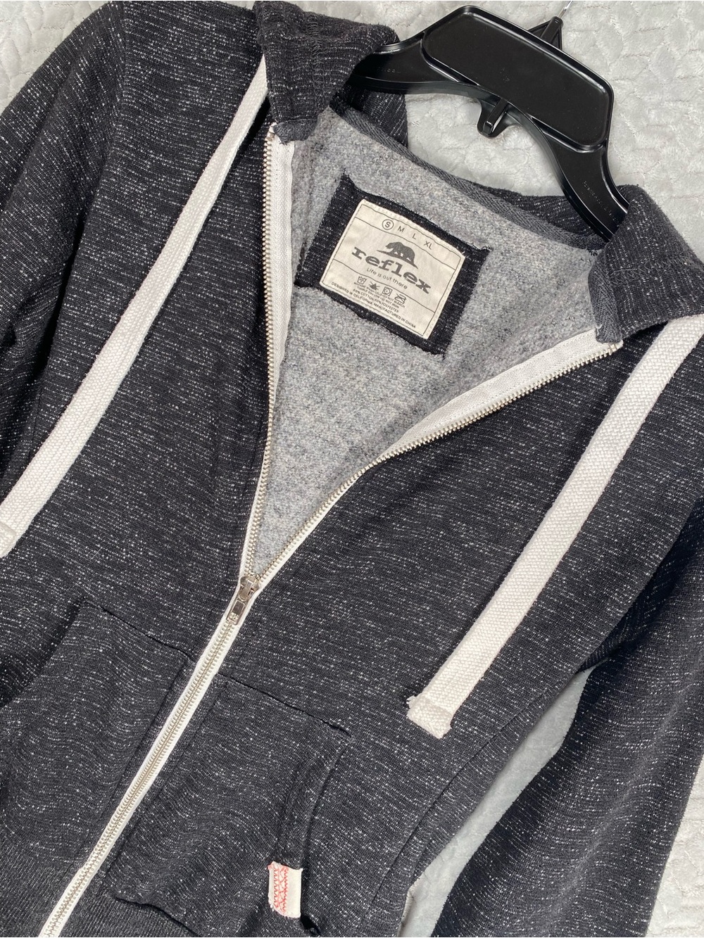 Reflex California Heather Charcoal Full Zip Hoodie Sweater Size Small